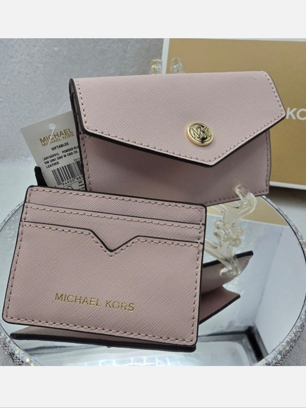 Michael Kors Small Saffiano Leather 3 in 1 Removable Card Case Powder Blush